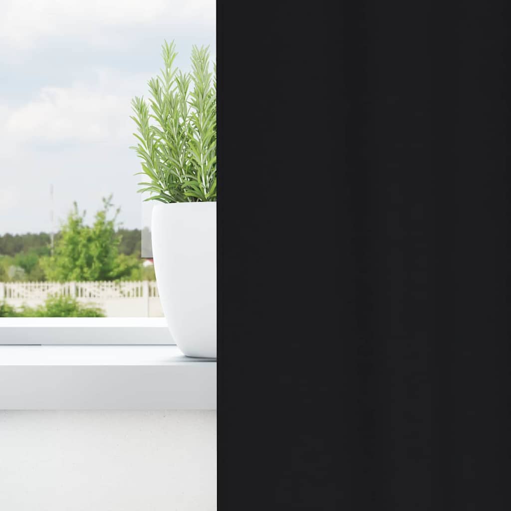 vidaXL Κουρτίνες με κουρτίνες 2 pcs Μαύρο 225 x 140 εκ. Πολυεστέρας