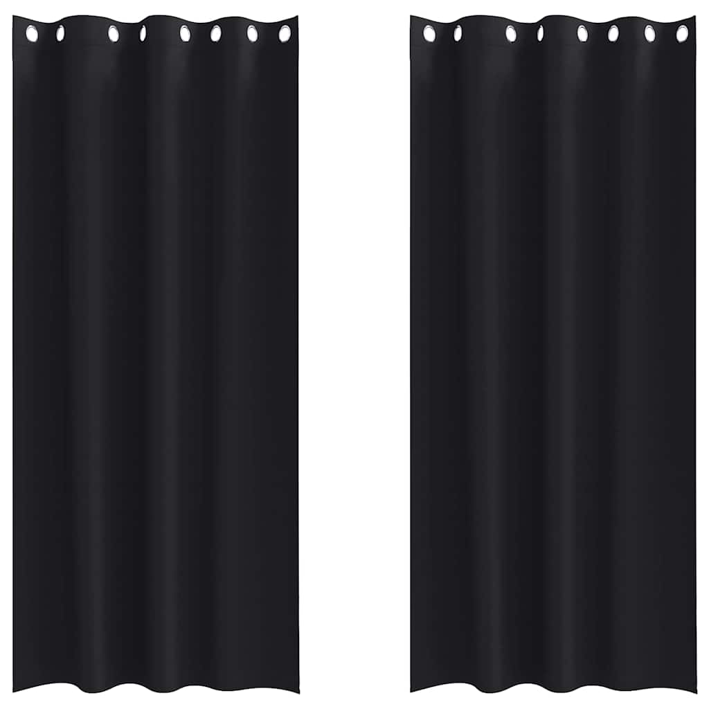 vidaXL Κουρτίνες με κουρτίνες 2 pcs Μαύρο 225 x 140 εκ. Πολυεστέρας