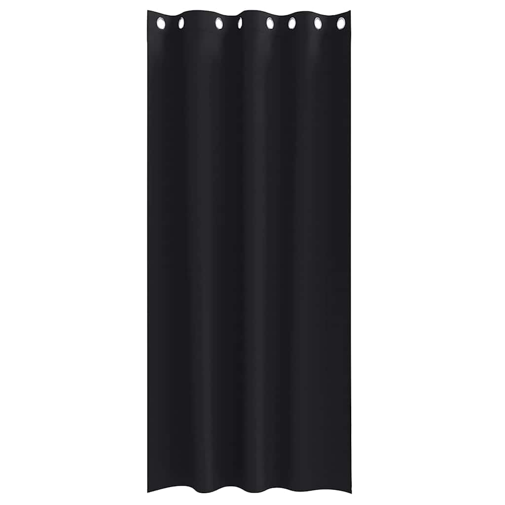 vidaXL Κουρτίνες με κουρτίνες 2 pcs Μαύρο 260 x 140 εκ. Πολυεστέρας