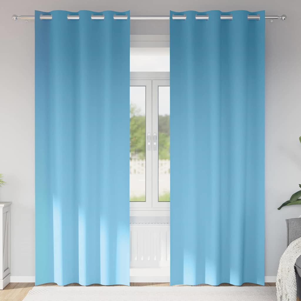 vidaXL Κουρτίνες με κουρτίνες 2 pcs Γαλάζιο 245 x 140 εκ. Πολυεστέρας