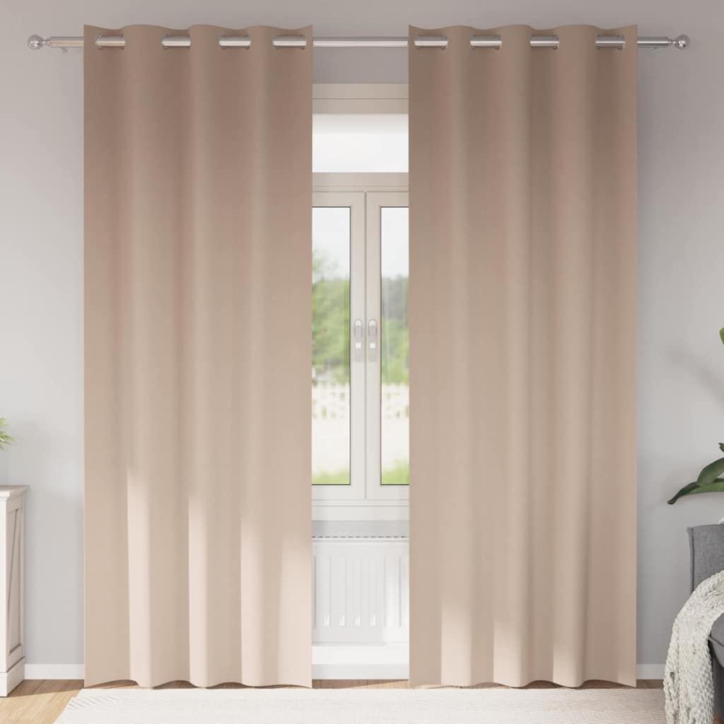 vidaXL Κουρτίνες με κουρτίνες 2 pcs Taupe 245 x 140 εκ. Πολυεστέρας
