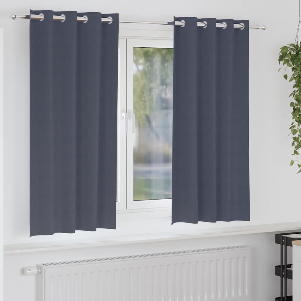 vidaXL Κουρτίνες με κουρτίνες 2 pcs Ανθρακί 175 x 140 εκ. Πολυεστέρας