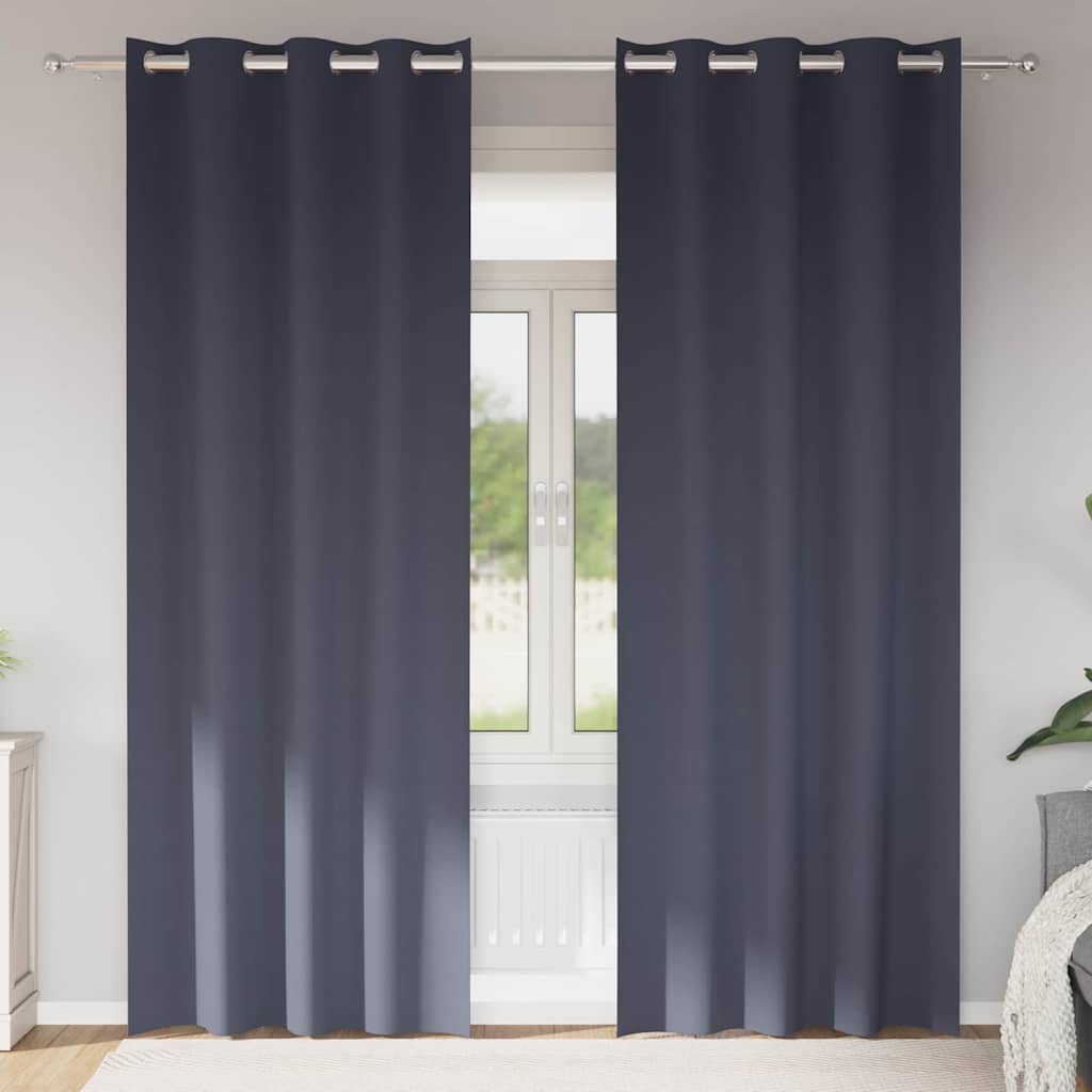 vidaXL Κουρτίνες με κουρτίνες 2 pcs Ανθρακί 260 x 140 εκ. Πολυεστέρας