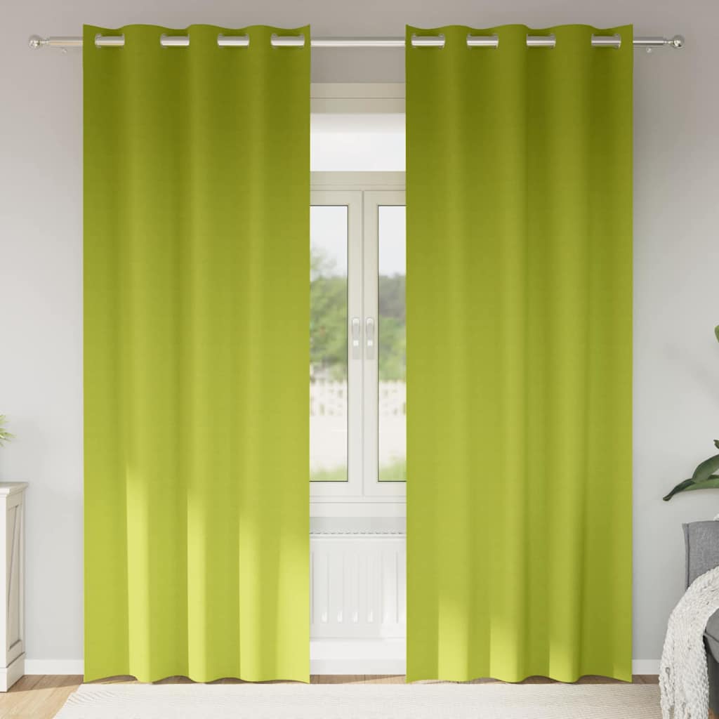 vidaXL Κουρτίνες με κουρτίνες 2 pcs Λαχανί 260 x 140 εκ. Πολυεστέρας