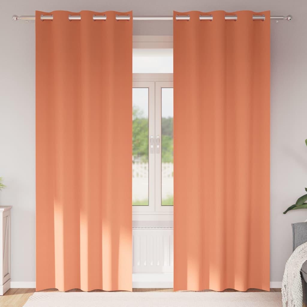 vidaXL Κουρτίνες με κουρτίνες 2 pcs Τερακότα 245 x 140 εκ. Πολυεστέρας