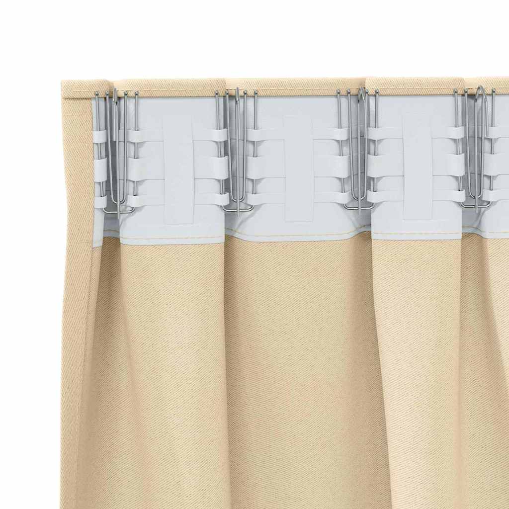 vidaXL Κουρτίνες με κουρτίνες 2 pcs Κρεμ 245 x 140 εκ. Πολυεστέρας