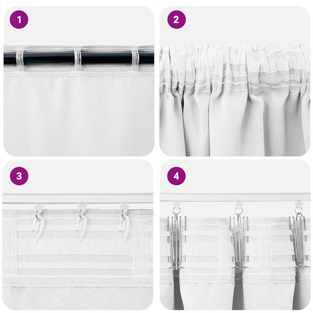 vidaXL Κουρτίνες με κουρτίνες 2 pcs Καθαρό Λευκό Πολυεστέρας