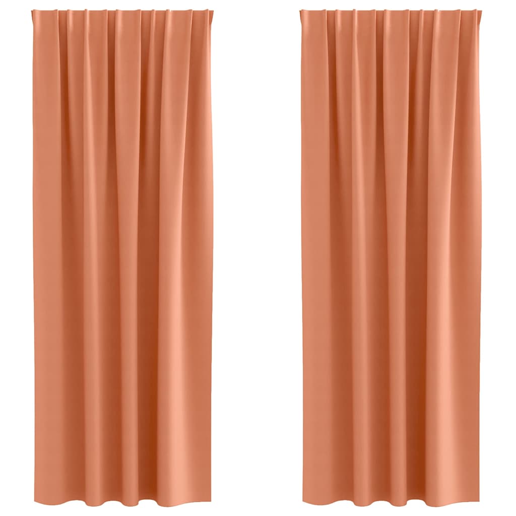 vidaXL Κουρτίνες με κουρτίνες 2 pcs Τερακότα 225 x 140 εκ. Πολυεστέρας