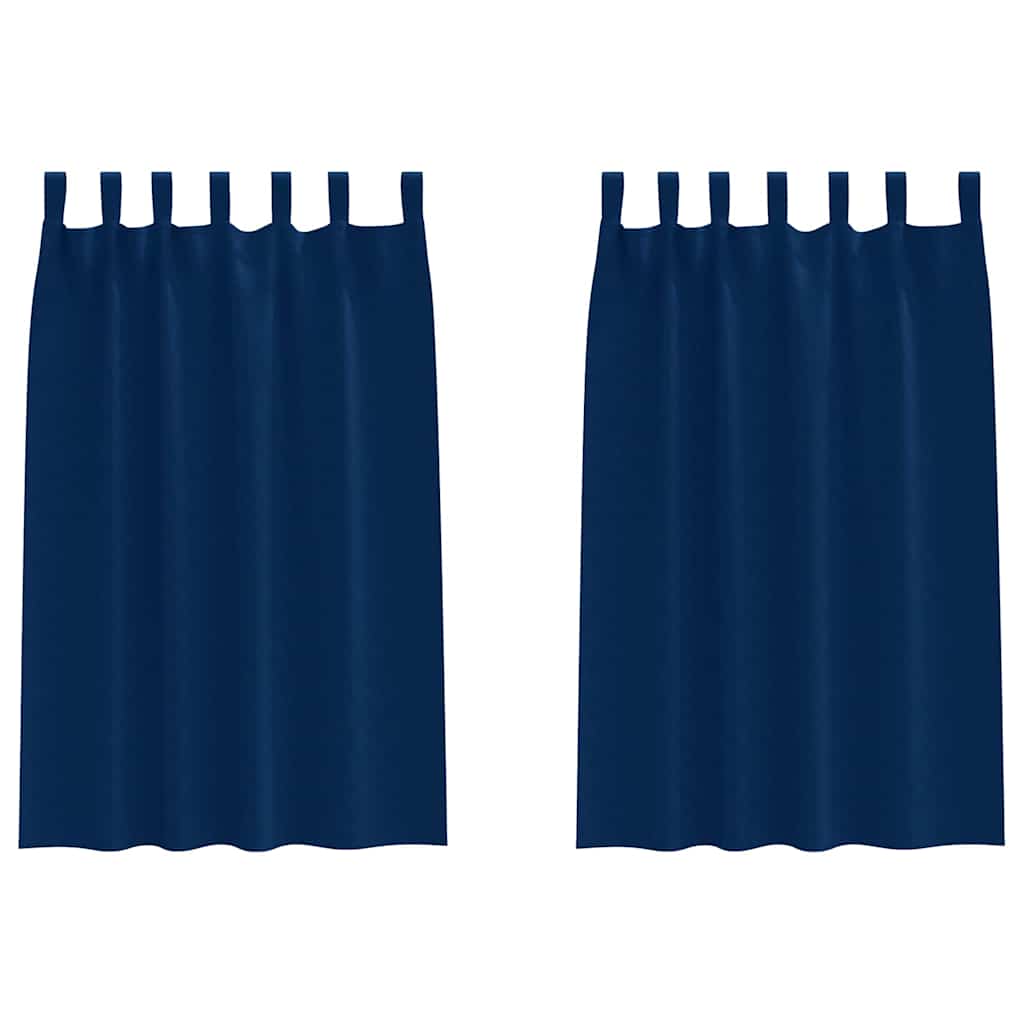 vidaXL Κουρτίνες με κουρτίνες 2 pcs Σκούρο Μπλε Πολυεστέρας