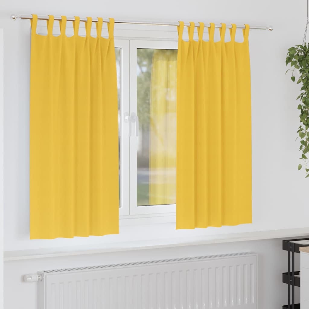 vidaXL Κουρτίνες Μαύρης Ύφανσης με Δαχτυλίδια 2 pcs Χαμομηλί κίτρινο