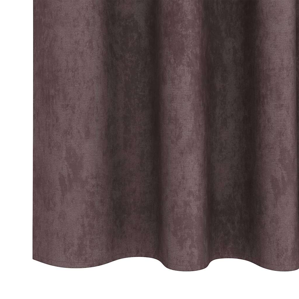 vidaXL Βελούδινες Κου curtains 2 τεμ. με οπές Καφέ 140x140 εκ.