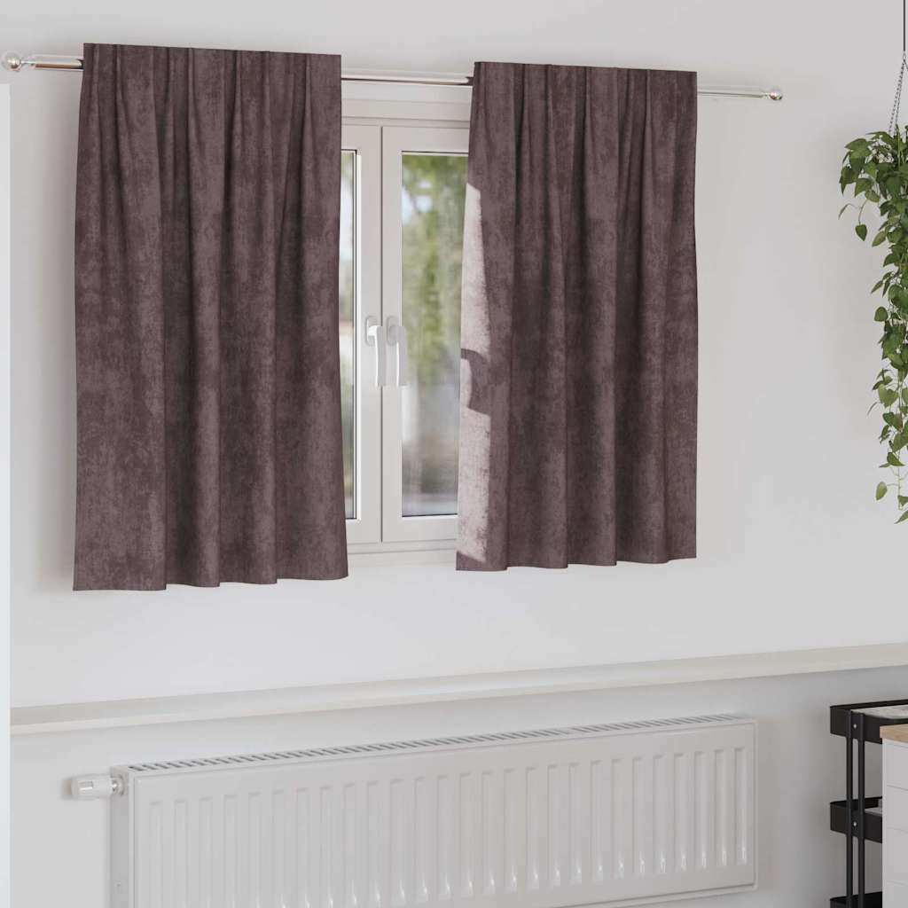 vidaXL Βελούδινες Κουρτίνες 2 τμχ. Καφέ 140 x 140 cm Βελούδο