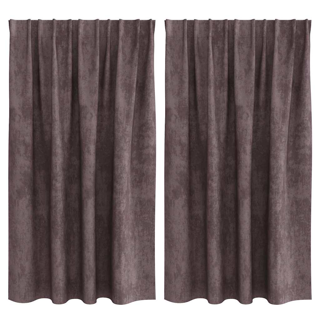 vidaXL Βελούδινες Κουρτίνες 2 τμχ. Καφέ 140 x 140 cm Βελούδο