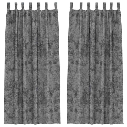 vidaXL κουρτίνες βελούδου 2 τεμάχια με κουκούλες Γκρι 260x140 εκ