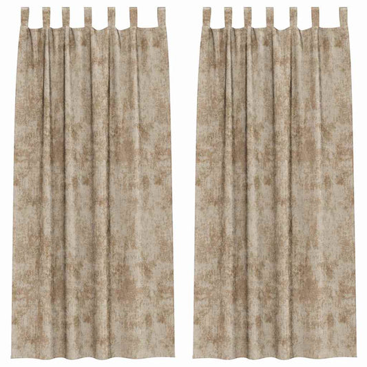 vidaXL Βελούδινες Κουρτίνες 2 τεμ με Κουκούλες Σαμπάνια 260x140 εκ.