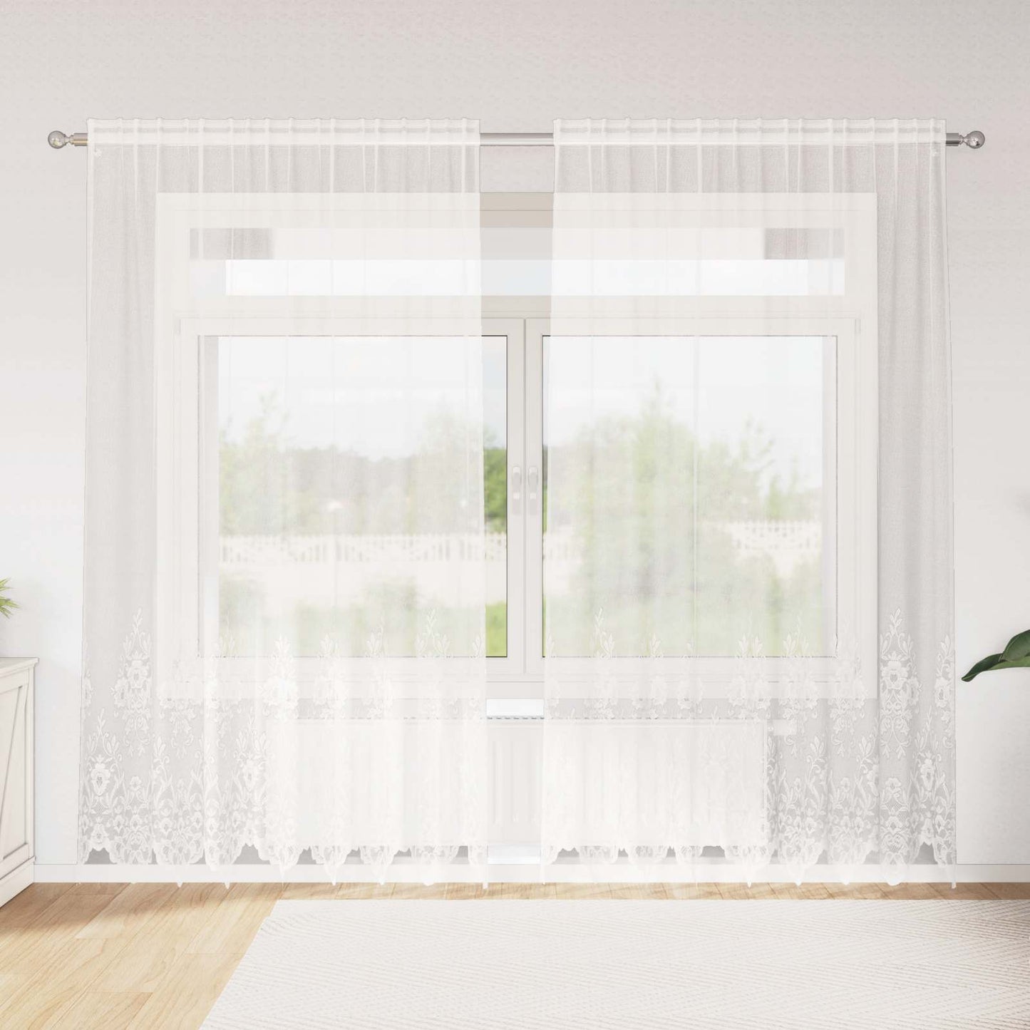 vidaXL Κουρτίνα Δαντέλας με κουρτίνες Λευκό 200 x 200 cm Πολυεστέρας