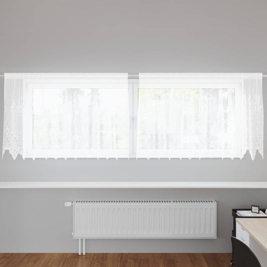 vidaXL Κουρτίνα Δαντέλας με κουρτίνες Λευκό 120 x 300 cm Πολυεστέρας