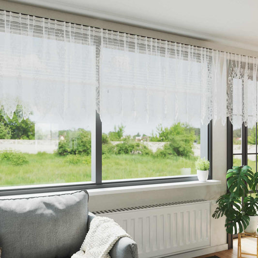 vidaXL Κουρτίνα Δαντέλας με κουρτίνες Λευκό 80 x 500 cm Πολυεστέρας