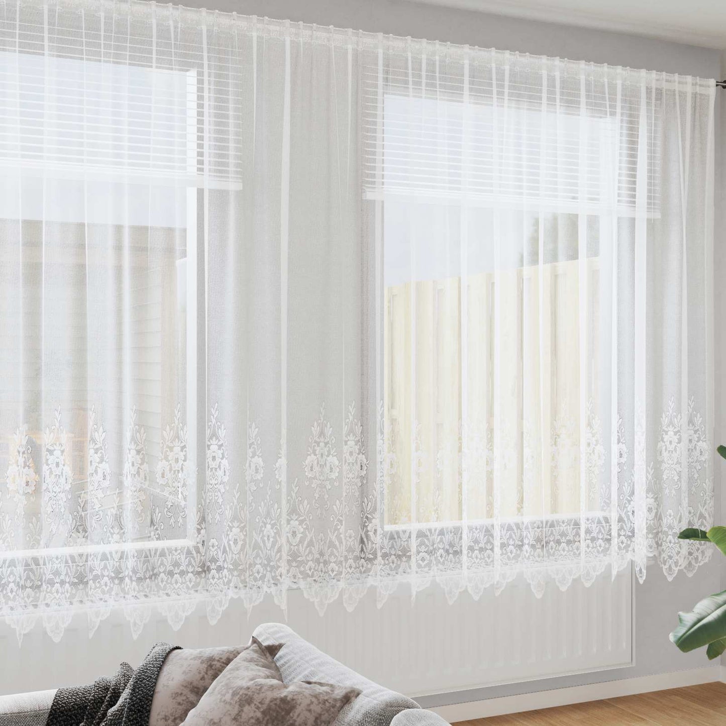 vidaXL Κουρτίνα Δαντέλας Λευκό 240 x 600 εκ Πολυεστέρας