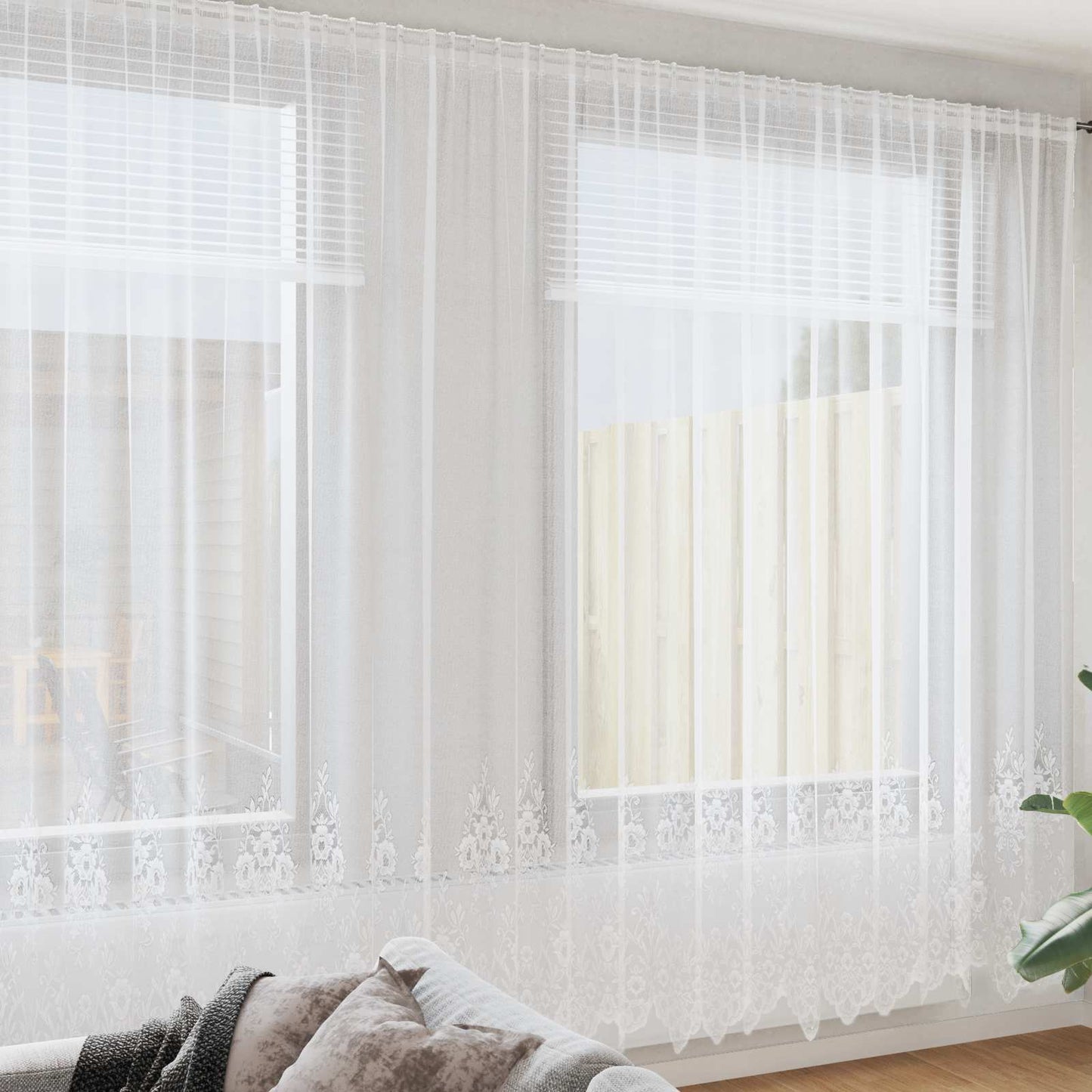 vidaXL Κουρτίνα Δαντέλας με κουρτίνες Λευκό 260x750εκ Πολυεστέρας