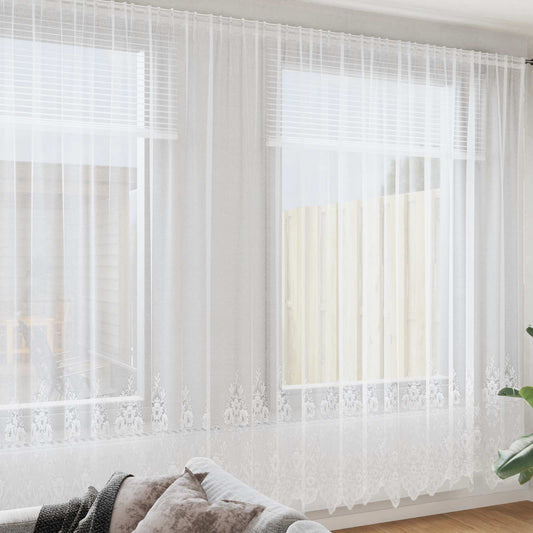 vidaXL Κουρτίνα Δαντέλας με κουρτίνες Λευκό 300 x 1200 cm Πολυεστέρας