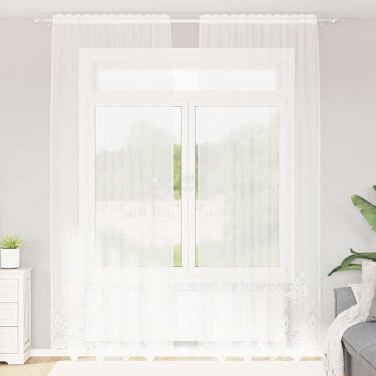 vidaXL Κουρτίνες με κουρτίνες Λευκό 150 x 260 εκ. Πολυεστέρας