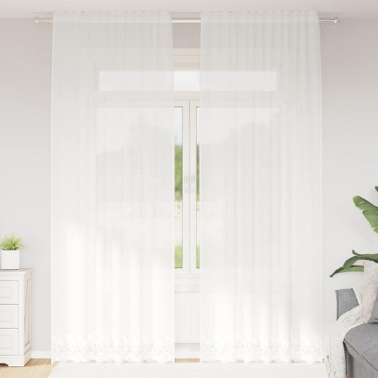 vidaXL Κουρτίνα Δαντέλας με κουρτίνες Λευκό 300 x 150 cm Πολυεστέρας