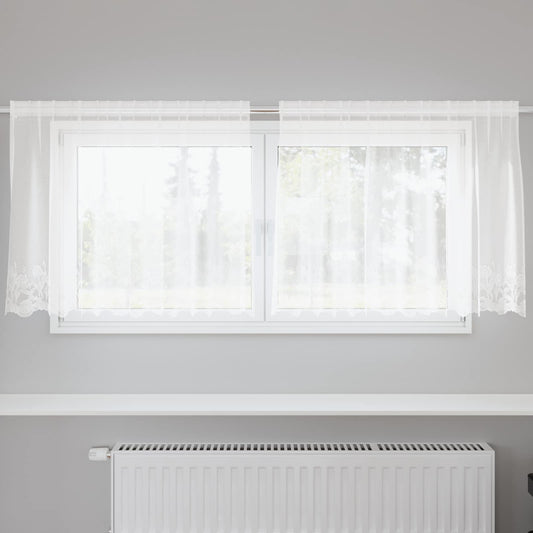vidaXL Κουρτίνα Δαντέλας με κουρτίνες Λευκό 100 x 200 cm Πολυεστέρας