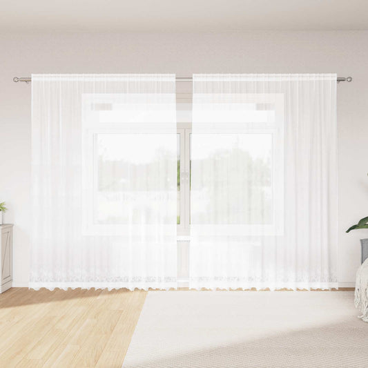 vidaXL Κουρτίνα Δαντέλας με κουρτίνες Λευκό 300 x 245 cm Πολυεστέρας