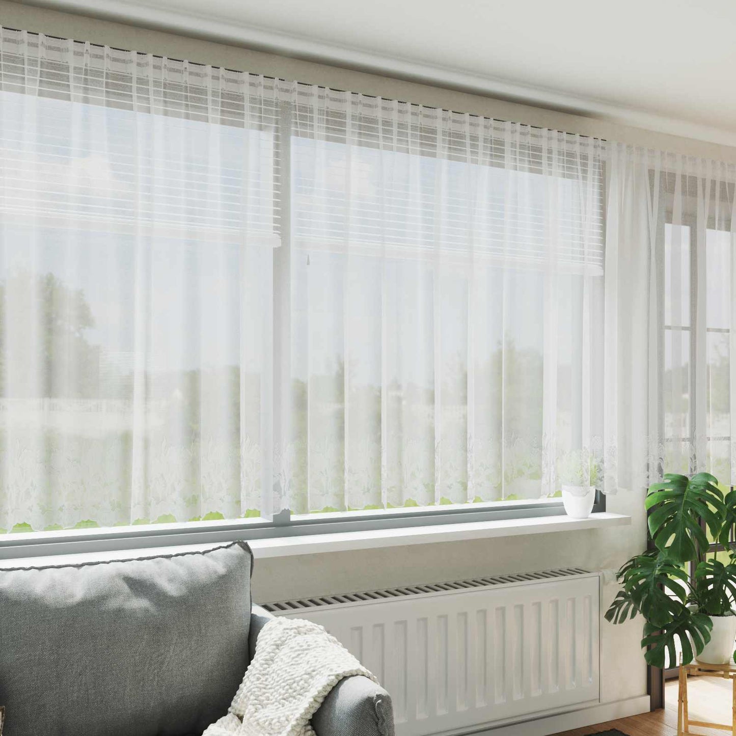 vidaXL Κουρτίνα Δαντέλας Λευκό 160 x 600 cm Πολυεστέρας