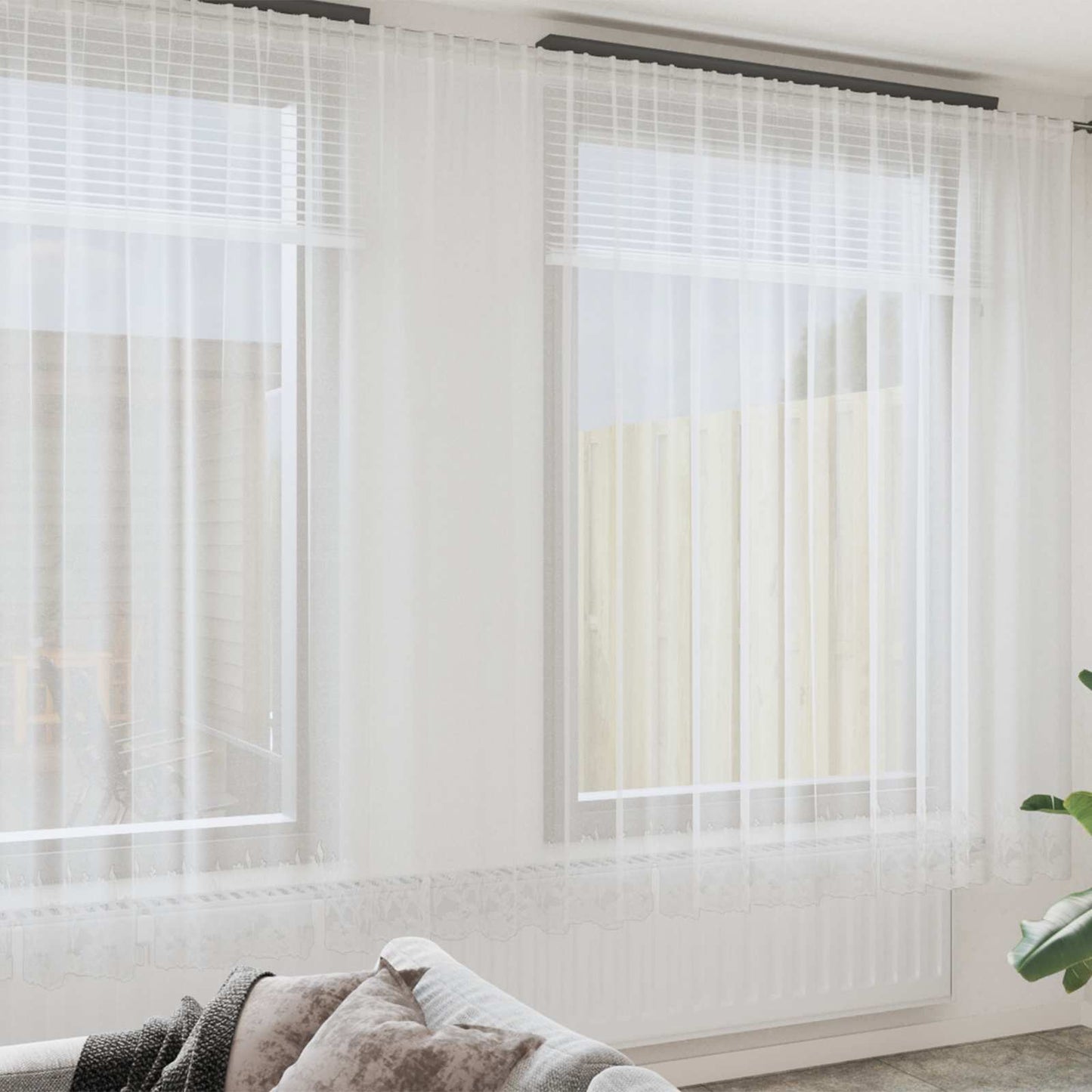 vidaXL Κουρτίνες με κουρτίνες Λευκό 500x100cm Πολυεστέρας