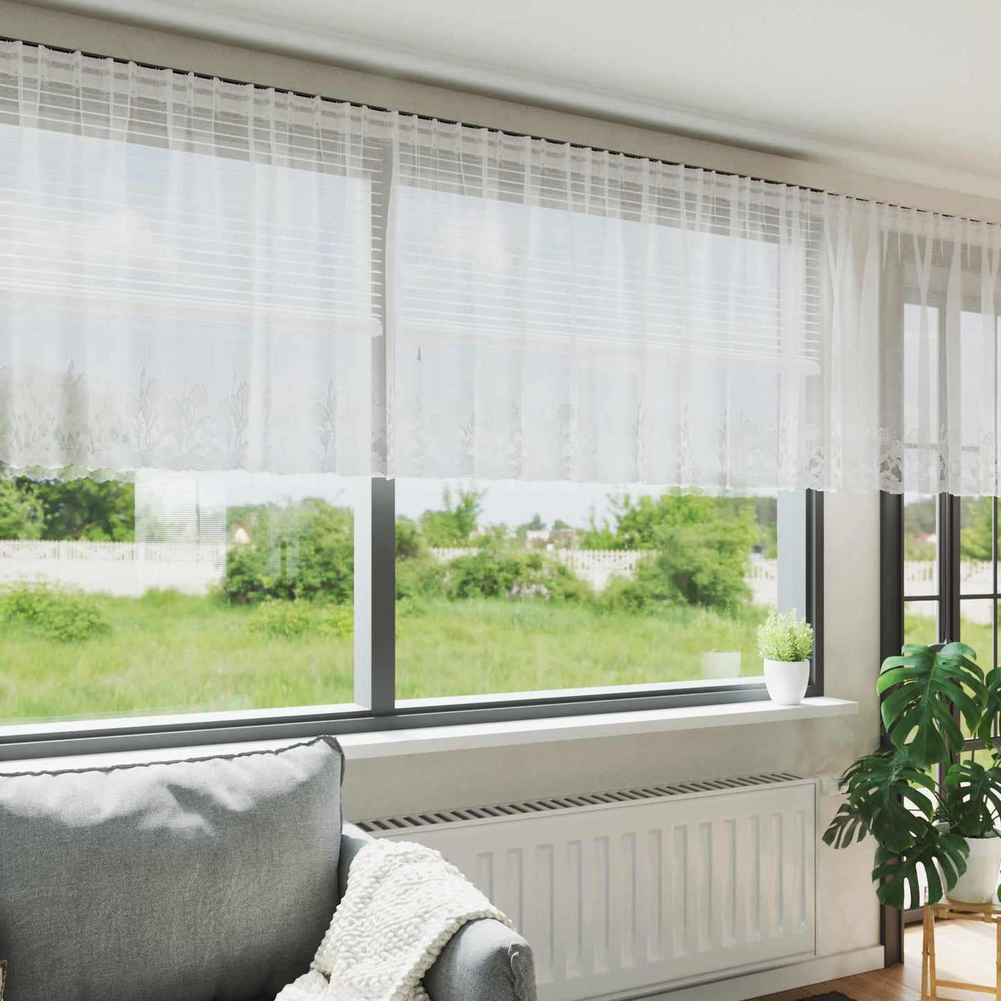 vidaXL Κουρτίνες με κουρτίνες Λευκό 500x100cm Πολυεστέρας