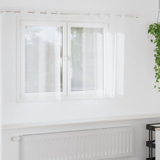 vidaXL Κουρτίνες με κουρτίνες 2 pcs Λευκό 140 x 140 εκ. Πολυεστέρας