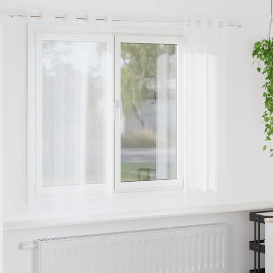 vidaXL Κουρτίνες με κουρτίνες 2 pcs Λευκό 140 x 175 εκ. Πολυεστέρας