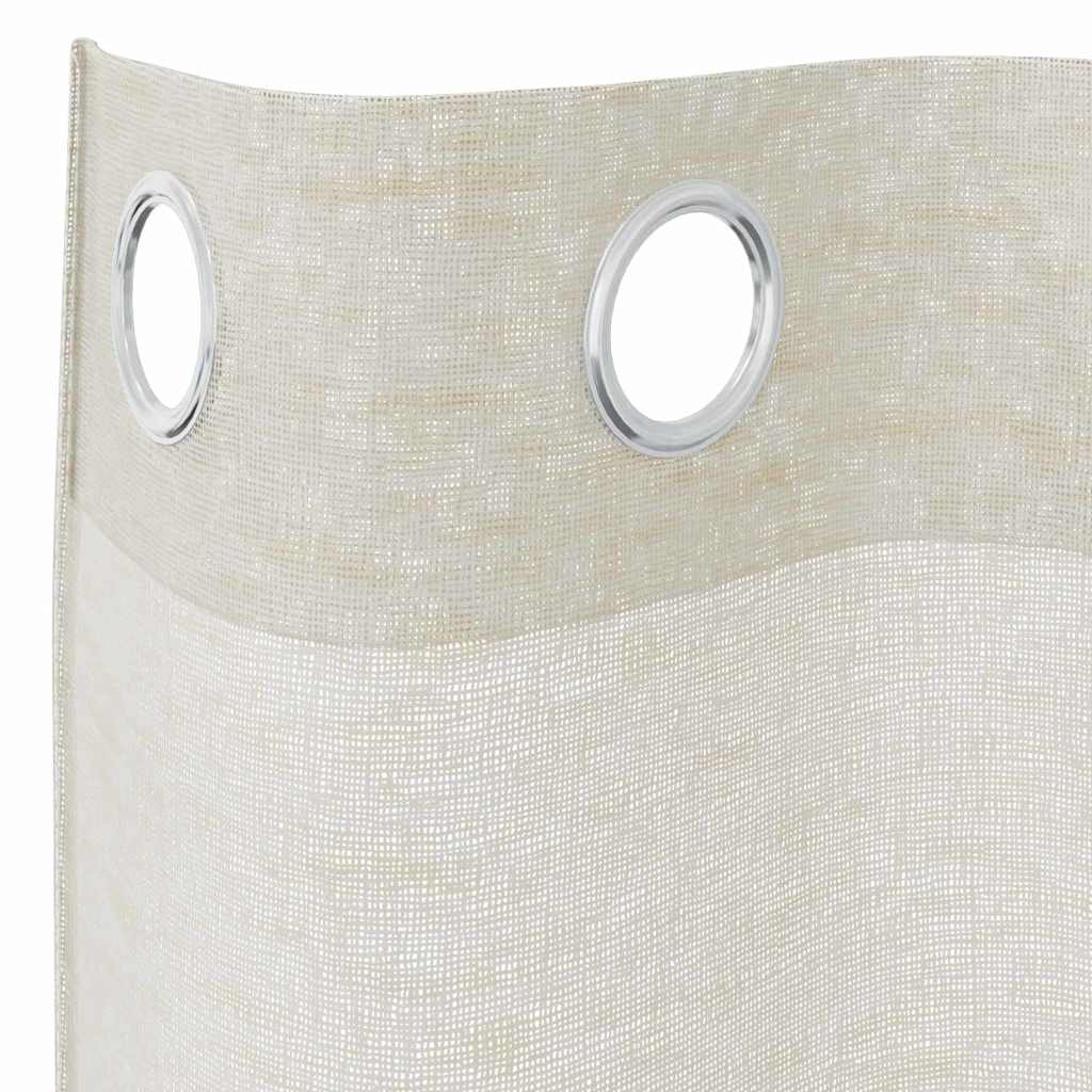 vidaXL Κουρτίνες με κουρτίνες 2 pcs Κρεμ 140 x 175 εκ. Πολυεστέρας