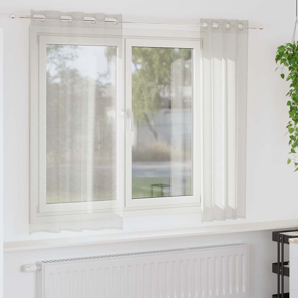 vidaXL Κουρτίνες με κουρτίνες 2 pcs Κρεμ 140 x 175 εκ. Πολυεστέρας