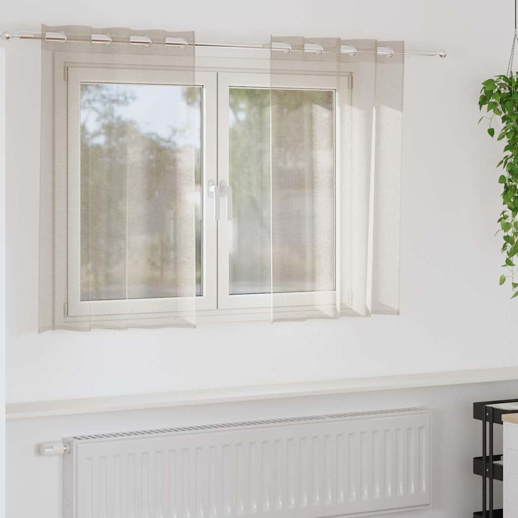 vidaXL Κουρτίνες με κουρτίνες 2 pcs Άμμος 140 x 140 εκ. Πολυεστέρας