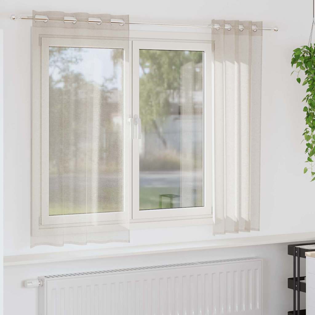 vidaXL Κουρτίνες με κουρτίνες 2 pcs Άμμος 140 x 175 εκ. Πολυεστέρας