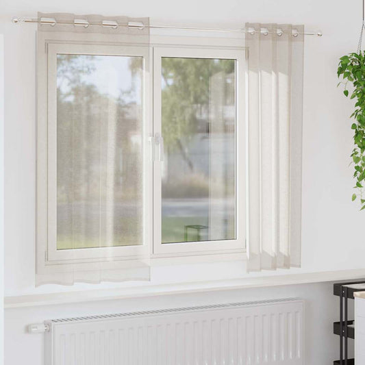 vidaXL Κουρτίνες με κουρτίνες 2 pcs Άμμος 140 x 175 εκ. Πολυεστέρας