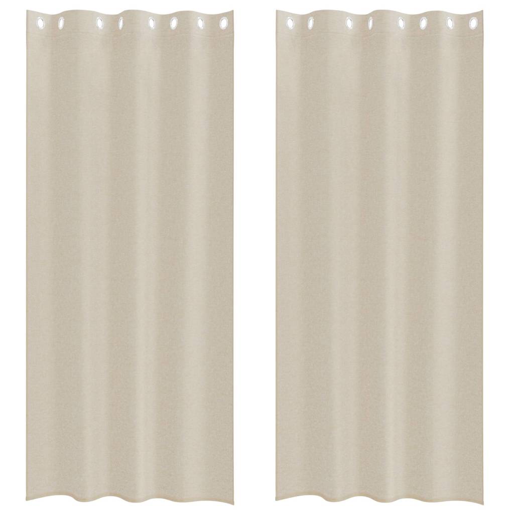 vidaXL Κουρτίνες με κουρτίνες 2 pcs Άμμος 140 x 260 εκ. Πολυεστέρας