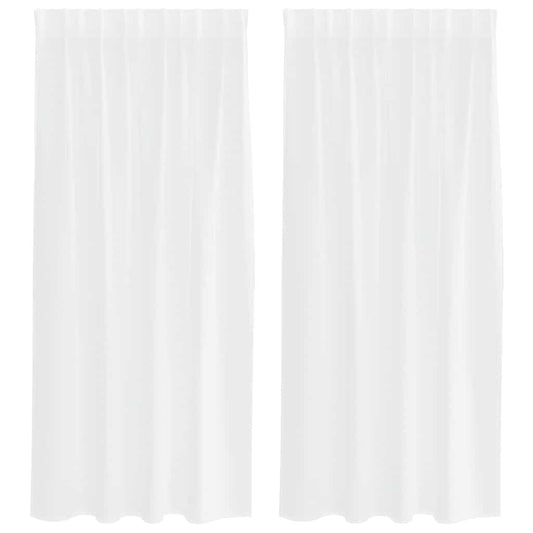 vidaXL Κουρτίνες με κουρτίνες 2 pcs Λευκό 140 x 175 εκ. Πολυεστέρας