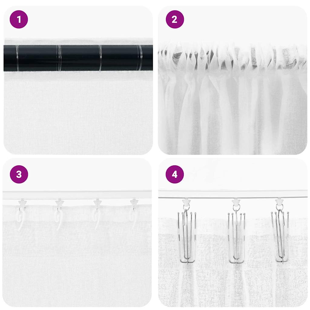 vidaXL Κουρτίνες με κουρτίνες 2 pcs Λευκό 140 x 225 cm Πολυεστέρας