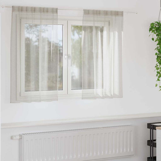 vidaXL Κουρτίνες με κουρτίνες 2 pcs Κρεμ 140 x 140 εκ. Πολυεστέρας