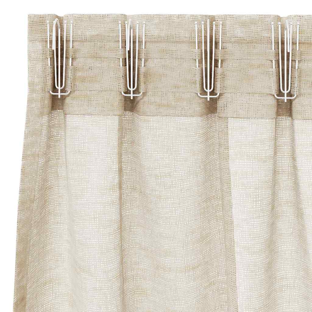 vidaXL Κουρτίνα βυσσινί 2 pcs Άμμος 245 x 140 εκ. Πολυεστέρας