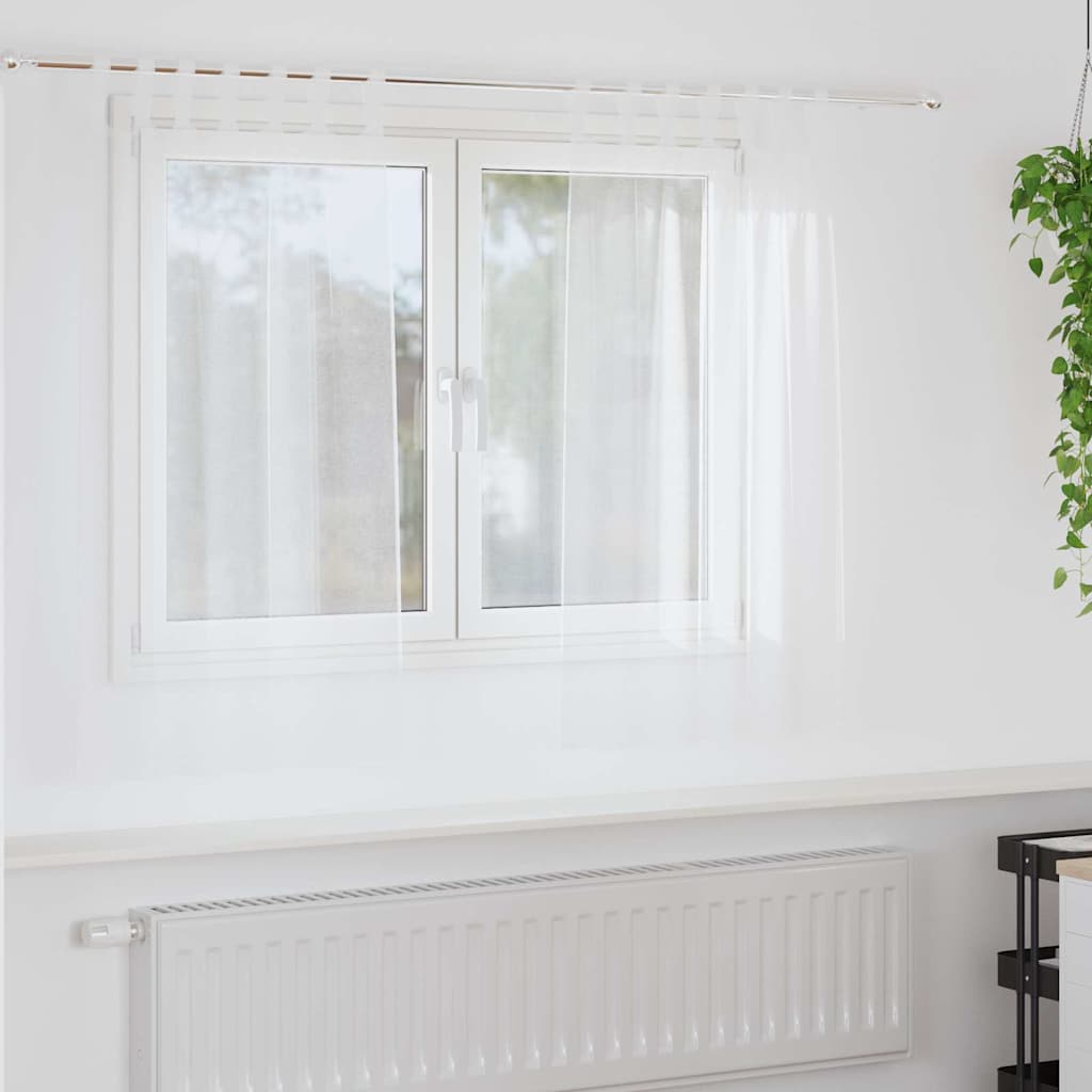 vidaXL Κουρτίνες με κουρτίνες 2 pcs Λευκό 140 x 140 εκ. Πολυεστέρας