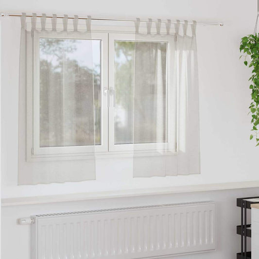 vidaXL Κουρτίνες με κουρτίνες 2 pcs Κρεμ 140 x 140 εκ. Πολυεστέρας