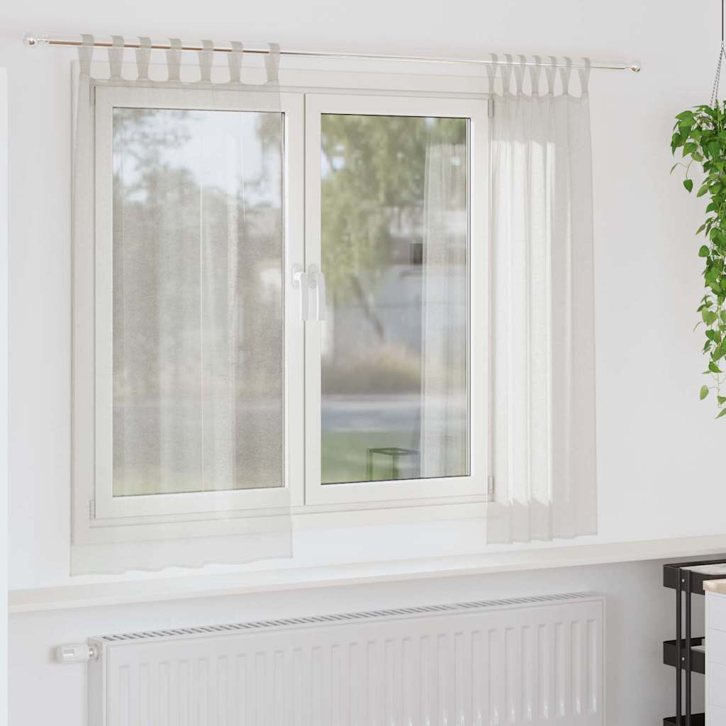 vidaXL Κουρτίνες με κουρτίνες 2 pcs Κρεμ 140 x 175 εκ. Πολυεστέρας