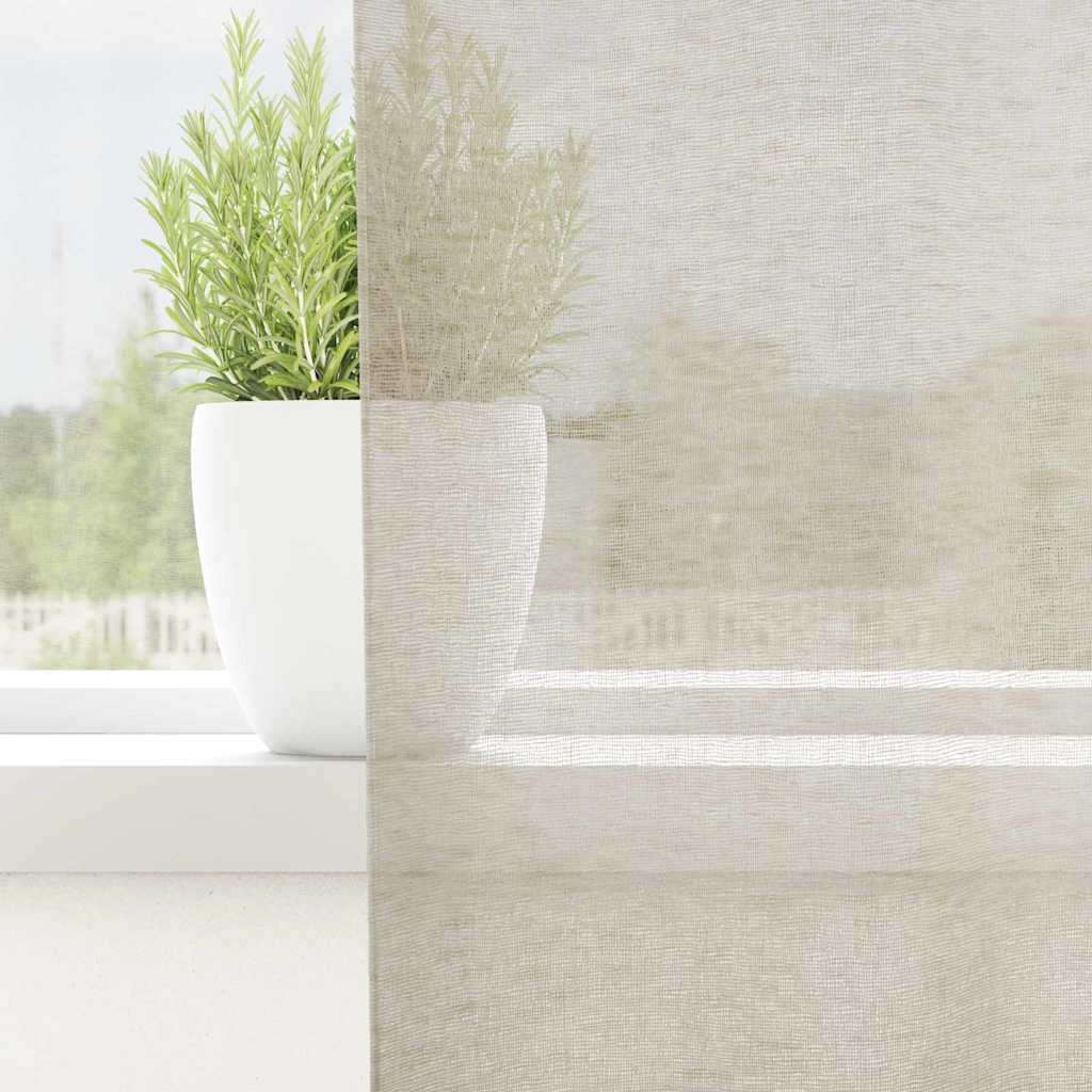 vidaXL Κουρτίνες με κουρτίνες 2 pcs Άμμος 140 x 245 εκ. Πολυεστέρας