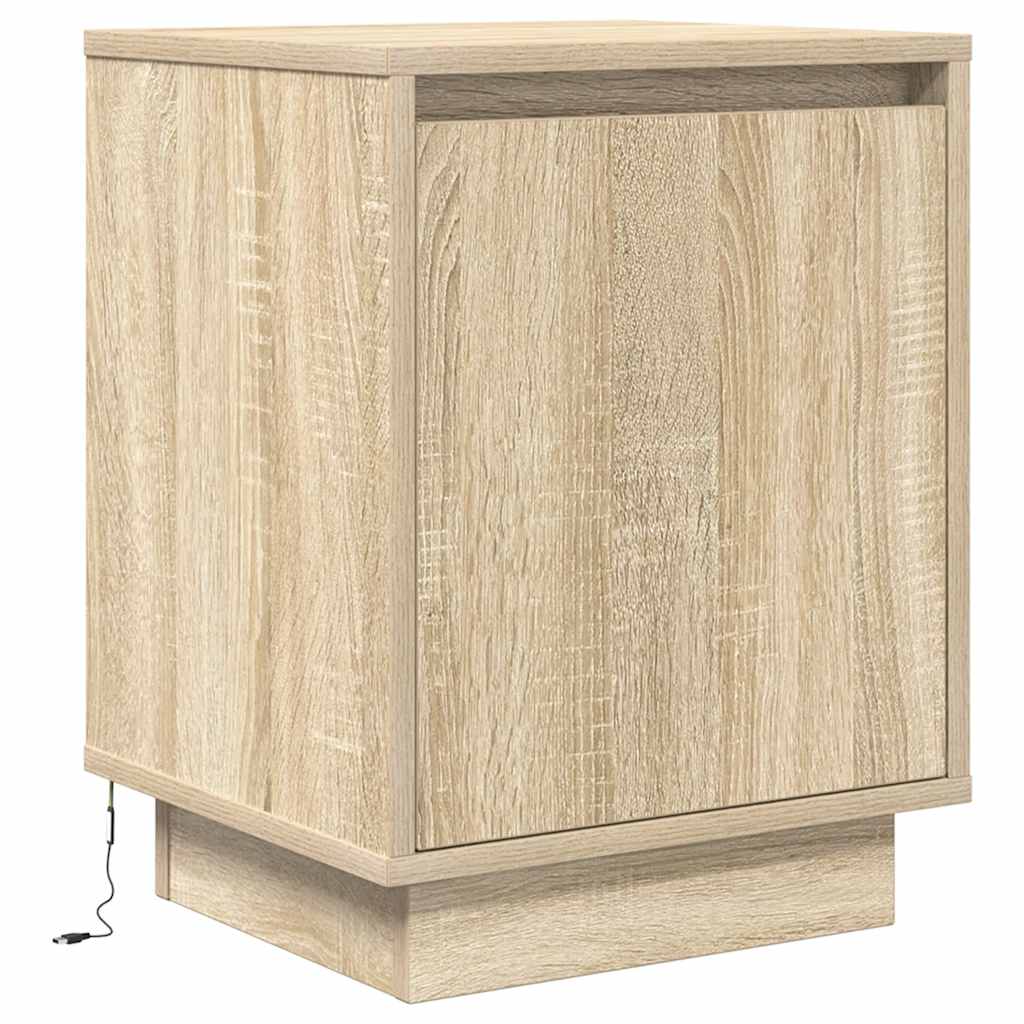 vidaXL Κομοδίνο με φώτα LED Sonoma Oak 38x34x50 cm