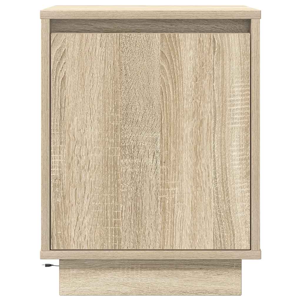 vidaXL Κομοδίνο με φώτα LED Sonoma Oak 38x34x50 cm